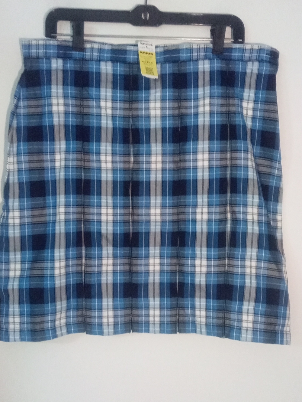 Lands End Blue Plaid Skirt Size 14 NWT $49 Side Zip